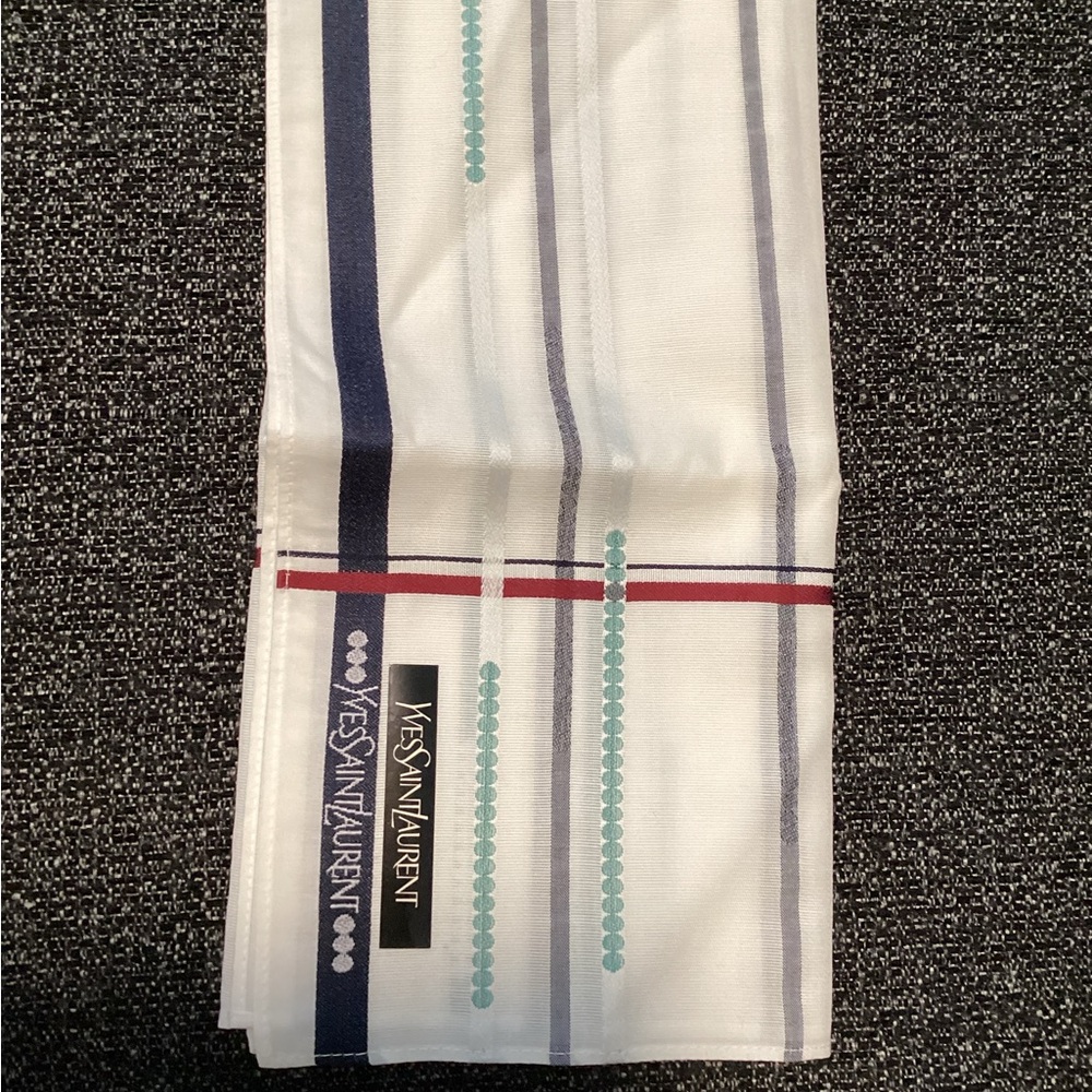 Yves Saint Laurent White and Blue Striped Handkerchief NWT